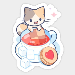 Tea Time Cat Sticker